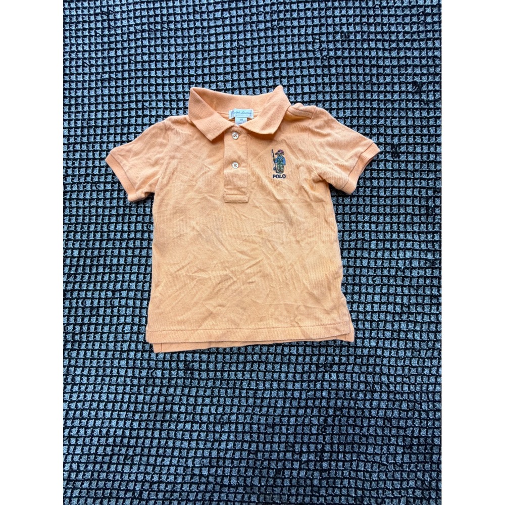 Ralph Lauren Polo Shirt Toddler 18M Orange Polo Bear Embroidery
